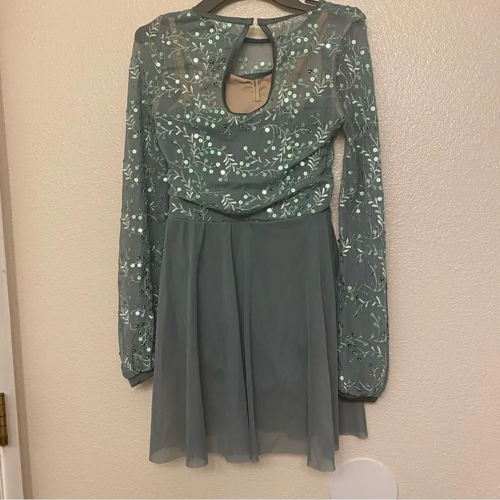 Weissman Dance Costume sage green sequin appliqué Saint Honesty 13413 adult SA